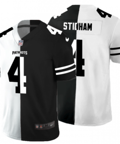 New England Patriots #4 Jarrett Stidham Black V White Peace Split Nike Vapor Untouchable Limited NFL Jersey