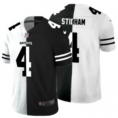 New England Patriots #4 Jarrett Stidham Black V White Peace Split Nike Vapor Untouchable Limited NFL Jersey