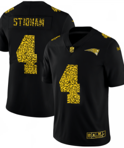 New England Patriots #4 Jarrett Stidham Nike Leopard Print Fashion Vapor Limited NFL Jersey Black
