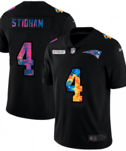 New England Patriots #4 Jarrett Stidham Nike Multi-Color Black 2020 NFL Crucial Catch Vapor Untouchable Limited Jersey