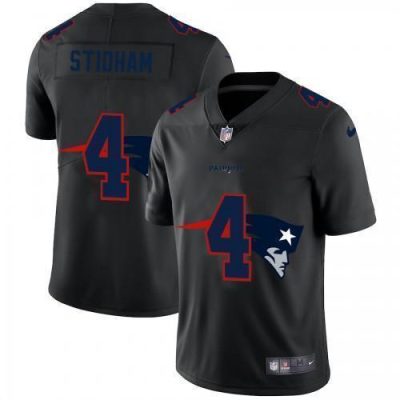New England Patriots #4 Jarrett Stidham Nike Team Logo Dual Overlap Limited NFL Jersey Black