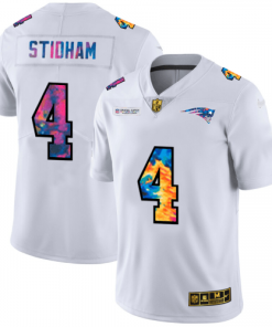 New England Patriots #4 Jarrett Stidham White Nike Multi-Color 2020 NFL Crucial Catch Limited NFL Jersey