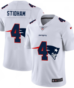 New England Patriots #4 Jarrett Stidham White Nike Team Logo Dual Overlap Limited NFL Jersey
