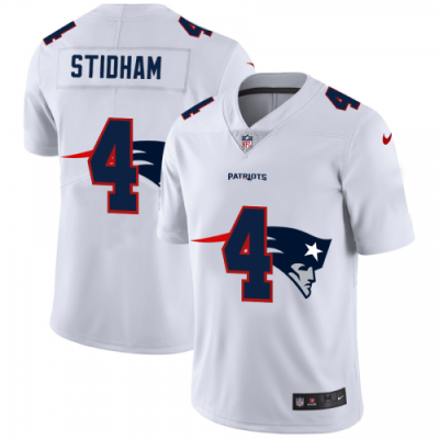 New England Patriots #4 Jarrett Stidham White Nike Team Logo Dual Overlap Limited NFL Jersey