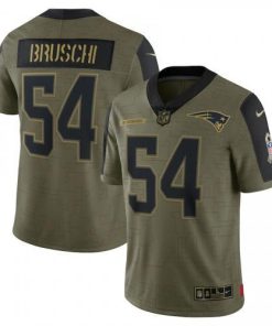 New England Patriots #54 Tedy Bruschi Olive Nike 2021 Salute To Service Limited Player Jersey