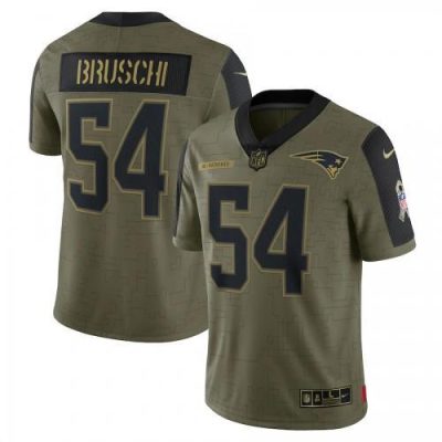 New England Patriots #54 Tedy Bruschi Olive Nike Salute To Service Limited Player Jersey