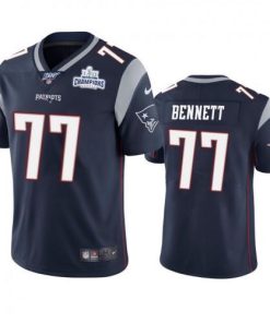 New England Patriots #77 Michael Bennett Navy Super Bowl LIII Champions Vapor Limited NFL Jersey