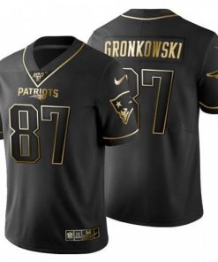 New England Patriots #87 Rob Gronkowski Nike Black Golden Limited NFL 100 Jersey
