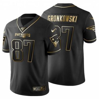New England Patriots #87 Rob Gronkowski Nike Black Golden Limited NFL 100 Jersey