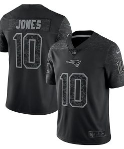 New England Patriots #10 Mac Jones Black Nike NFL Black Reflective Limited Jersey