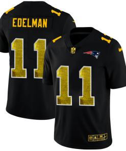 New England Patriots #11 Julian Edelman Black Nike Golden Sequin Vapor Limited NFL Jersey