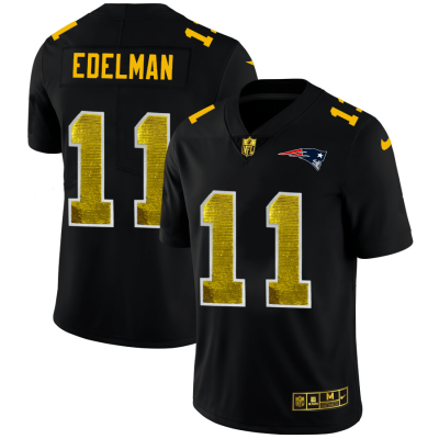 New England Patriots #11 Julian Edelman Black Nike Golden Sequin Vapor Limited NFL Jersey