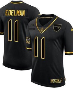 New England Patriots #11 Julian Edelman Nike 2020 Salute To Service Golden Limited NFL Jersey Black