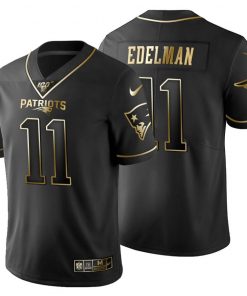 New England Patriots #11 Julian Edelman Nike Black Golden Limited NFL 100 Jersey