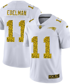 New England Patriots #11 Julian Edelman Nike Flocked Leopard Print Vapor Limited NFL Jersey White