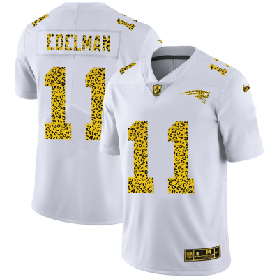 New England Patriots #11 Julian Edelman Nike Flocked Leopard Print Vapor Limited NFL Jersey White