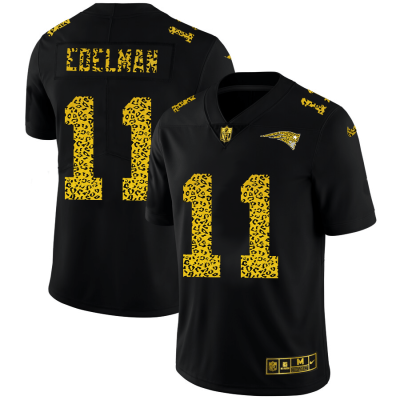 New England Patriots #11 Julian Edelman Nike Leopard Print Fashion Vapor Limited NFL Jersey Black