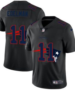 New England Patriots #11 Julian Edelman Nike Team Logo Dual Overlap Limited NFL Jersey Black