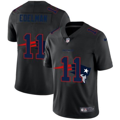 New England Patriots #11 Julian Edelman Nike Team Logo Dual Overlap Limited NFL Jersey Black