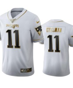 New England Patriots #11 Julian Edelman Nike White Golden Edition Vapor Limited NFL 100 Jersey
