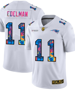 New England Patriots #11 Julian Edelman White Nike Multi-Color 2020 NFL Crucial Catch Limited NFL Jersey