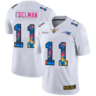 New England Patriots #11 Julian Edelman White Nike Multi-Color 2020 NFL Crucial Catch Limited NFL Jersey