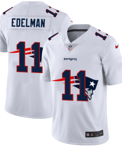 New England Patriots #11 Julian Edelman White Nike Team Logo Dual Overlap Limited NFL Jersey