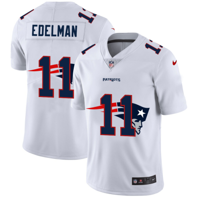 New England Patriots #11 Julian Edelman White Nike Team Logo Dual Overlap Limited NFL Jersey