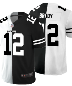 New England Patriots #12 Tom Brady Black V White Peace Split Nike Vapor Untouchable Limited NFL Jersey