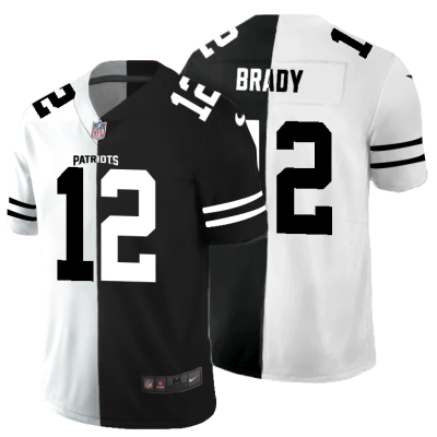 New England Patriots #12 Tom Brady Black V White Peace Split Nike Vapor Untouchable Limited NFL Jersey