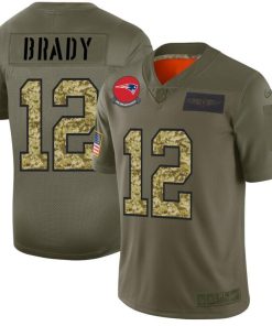New England Patriots #12 Tom Brady Nike 2019 Olive Camo Salute To Service Limited NFL Jersey