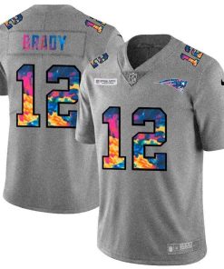 New England Patriots #12 Tom Brady Nike Multi-Color 2020 NFL Crucial Catch NFL Jersey Greyheather