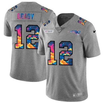 New England Patriots #12 Tom Brady Nike Multi-Color 2020 NFL Crucial Catch NFL Jersey Greyheather