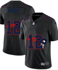 New England Patriots #12 Tom Brady Nike Team Logo Dual Overlap Limited NFL Jersey Black