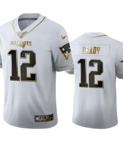 New England Patriots #12 Tom Brady Nike White Golden Edition Vapor Limited NFL 100 Jersey