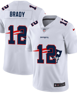 New England Patriots #12 Tom Brady White Nike Team Logo Dual Overlap Limited NFL Jersey