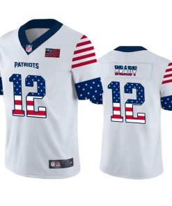 New England Patriots #12 Tom Brady White Nike Team Logo USA Flag Vapor Untouchable Limited NFL Jersey