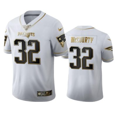 New England Patriots #32 Devin Mccourty Nike White Golden Edition Vapor Limited NFL 100 Jersey