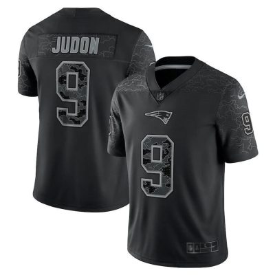 New England Patriots #9 Matthew Judon Black Nike NFL Black Reflective Limited Jersey