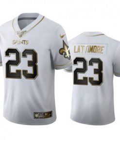 New Orleans New Orleans Saints #23 Marshon Lattimore Nike White Golden Edition Vapor Limited NFL 100 Jersey