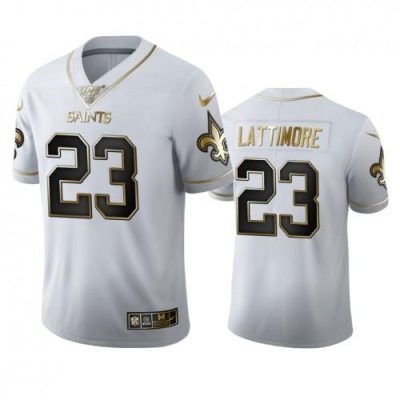 New Orleans New Orleans Saints #23 Marshon Lattimore Nike White Golden Edition Vapor Limited NFL 100 Jersey