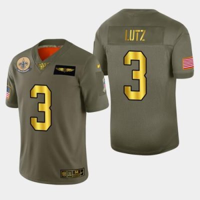 New Orleans New Orleans Saints #3 Wil Lutz Nike Olive Gold 2019 Salute to Service Limited NFL 100 Jersey