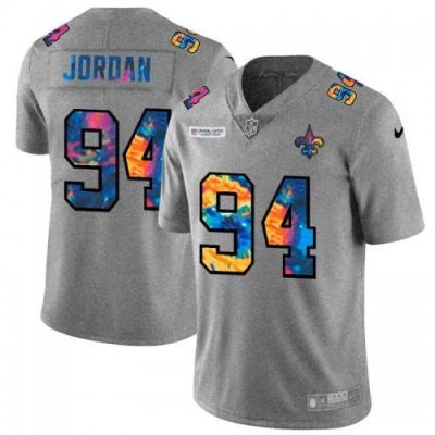 New Orleans New Orleans Saints #94 Cameron Jordan Nike Multi-Color 2020 NFL Crucial Catch NFL Jersey Greyheather