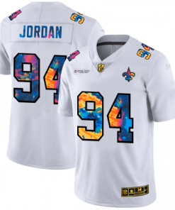 New Orleans New Orleans Saints #94 Cameron Jordan White Nike Multi-Color 2020 NFL Crucial Catch Limited NFL Jersey