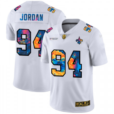 New Orleans New Orleans Saints #94 Cameron Jordan White Nike Multi-Color 2020 NFL Crucial Catch Limited NFL Jersey