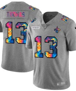 New Orleans Saints #13 Michael Thomas Nike Multi-Color 2020 NFL Crucial Catch NFL Jersey Greyheather