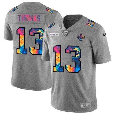 New Orleans Saints #13 Michael Thomas Nike Multi-Color 2020 NFL Crucial Catch NFL Jersey Greyheather