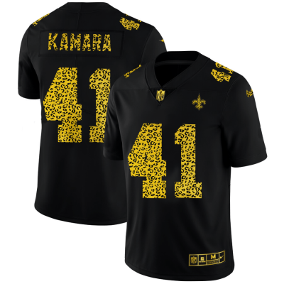 New Orleans Saints #41 Alvin Kamara Nike Leopard Print Fashion Vapor Limited NFL Jersey Black