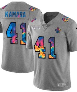 New Orleans Saints #41 Alvin Kamara Nike Multi-Color 2020 NFL Crucial Catch NFL Jersey Greyheather