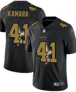 New Orleans Saints #41 Alvin Kamara Nike Team Logo Dual Overlap Limited NFL Jersey Black